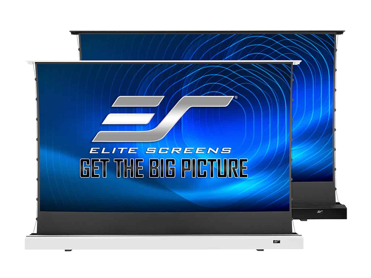 Elite Screens Kestrel Tab-Tension 2 CLR FTE101XH3-CLR 101-inch 16:9 Ceiling Light Rejecting Electric Floor-Rising Tab-Tensioned Projection Screen
