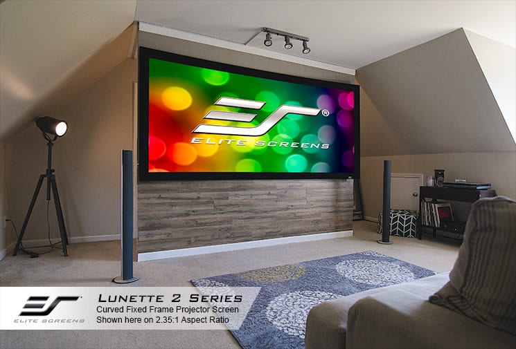 Elite Screens Lunette 2 CURVE92WH2 92-inch 16:9 Curved Fixed Frame Projection Screen
