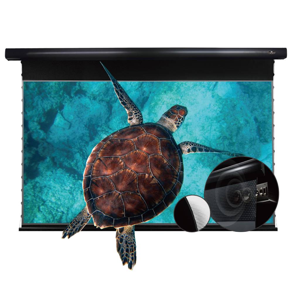 Vividstorm Pro P Slimline VBMSLUST100HP 100-inch 16:9 Motorized Drop Down UST Acoustically Transparent Projector Screen
