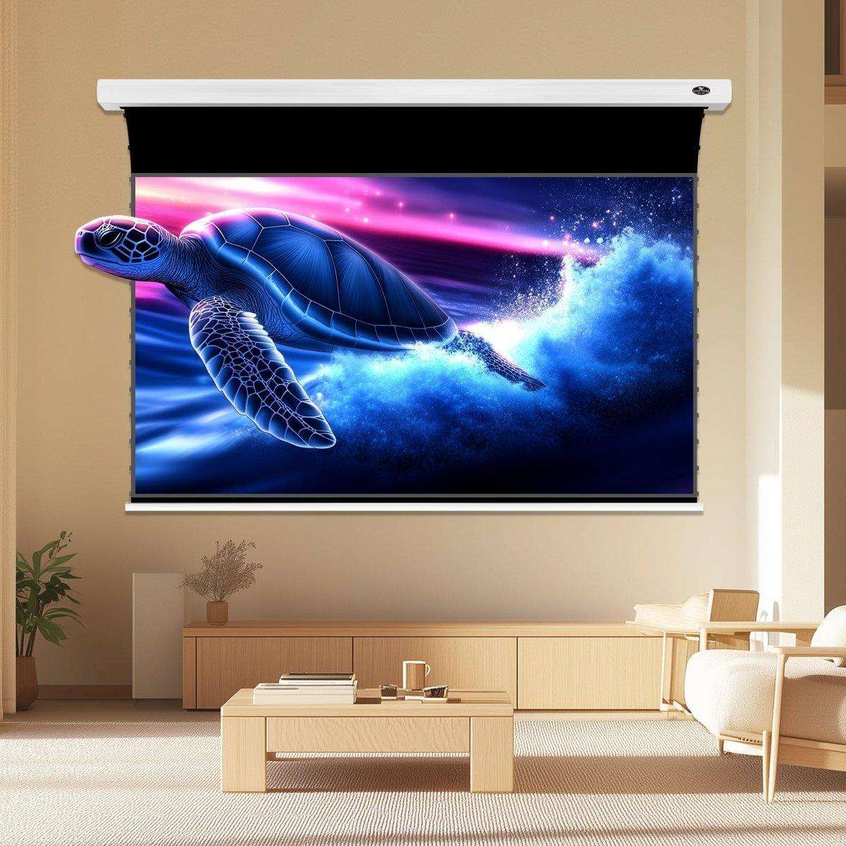 Vividstorm Pro Plus Slimline VBMSLUST130HA 130-inch 16:9 Motorized Tension UST ALR Projector Screen, Ceiling-Mount Version