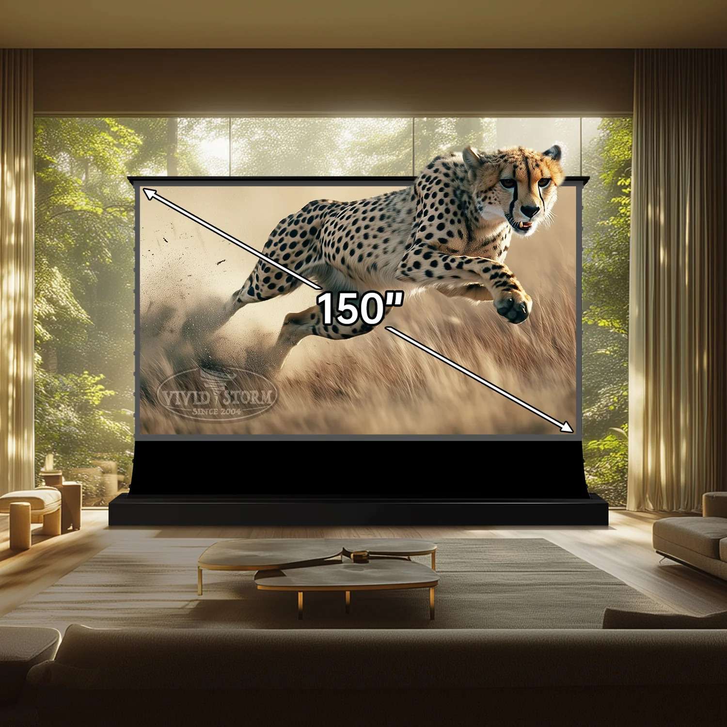 Vividstorm S Lite Hyper VSDSTLST150H 150-inch 16:9 Motorized Tension Floor Rising Lenticular ALR Projector Screen