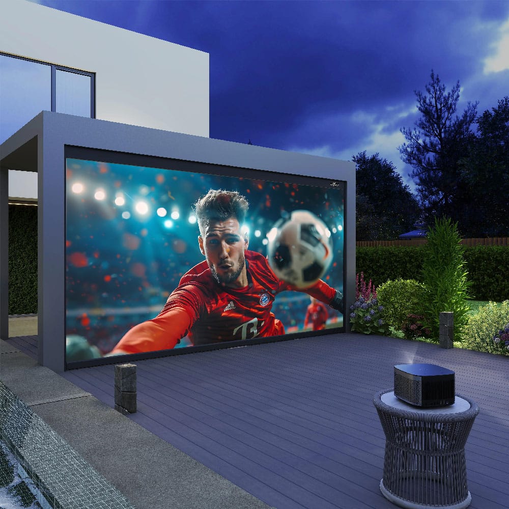 Vividstorm DuraPlus VSOTDP120G 120-inch 16:9 Weatherproof Motorized Outdoor Projector Screen, Dark Grey Housing